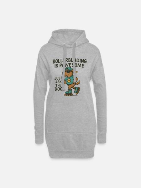 Rollerblading is pawesom dog - Hoodie Dress - heather grey