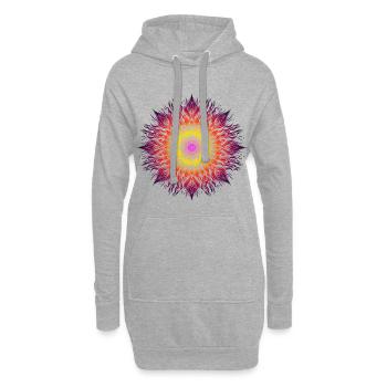 Psychedelisches Feuer-Mandala - Hoodie-Kleid - Grau meliert - Vorne