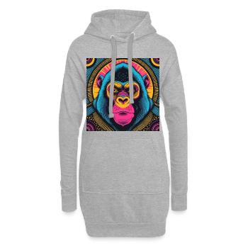 Elektrischer Gorilla - Hoodie-Kleid - Grau meliert - Vorne
