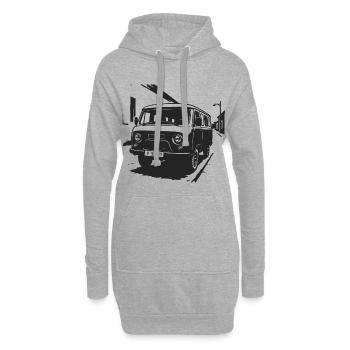 Visite culte du van - Sweat-shirt à capuche long Femme - gris chiné - Devant