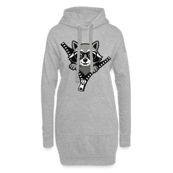 Neugieriger Waschbär - Hoodie-Kleid - Grau meliert - Vorne