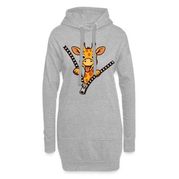 Girafe coquine - Sweat-shirt à capuche long Femme - gris chiné - Devant