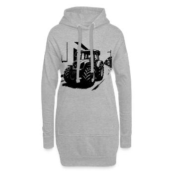 Tracteur Power Vintage - Sweat-shirt à capuche long Femme - gris chiné - Devant