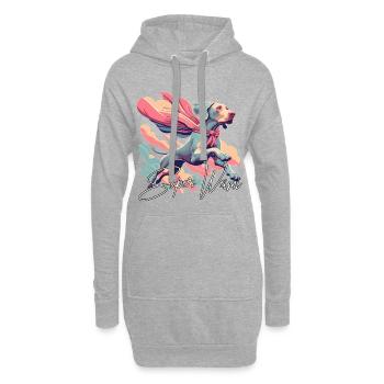 Super chien braque de Weimar Weimi Cape Cape cadeau - Sweat-shirt à capuche long Femme - gris chiné - Devant