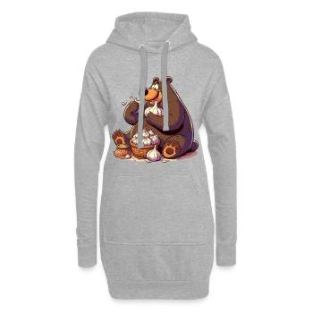 Ours à l’ail Yummy Knofi Gift - Sweat-shirt à capuche long Femme - gris chiné - Devant