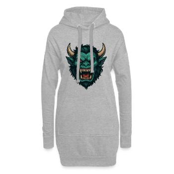 Dämonisches Wyrmgesicht - Hoodie-Kleid - Grau meliert - Vorne