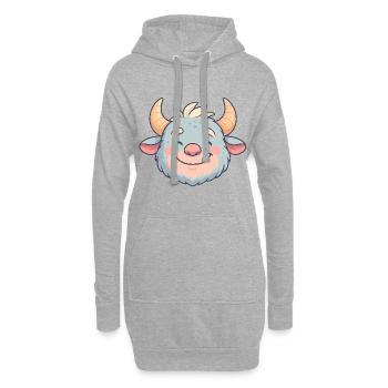 Dessin animé joyeux de tête de taureau - Sweat-shirt à capuche long Femme - gris chiné - Devant