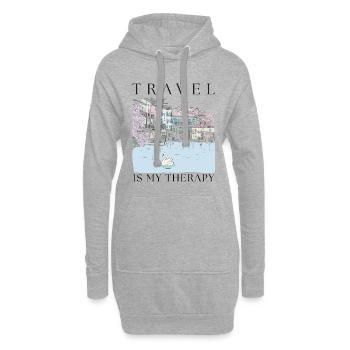 Le voyage est ma thérapie - Sweat-shirt à capuche long Femme - gris chiné - Devant