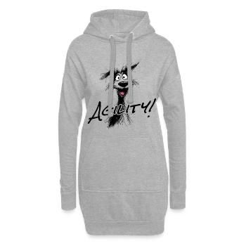 L’agilité – le sport canin - Sweat-shirt à capuche long Femme - gris chiné - Devant