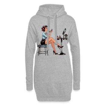 Frau Rockabilly Schminke schminken Retro Geschenk - Hoodie-Kleid - Grau meliert - Vorne
