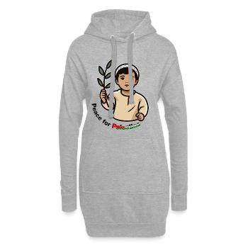 Palestine libre - Paix pour la Palestine - Sweat-shirt à capuche long Femme - gris chiné - Devant