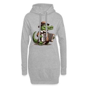 Crocodile Accordéon Harmonica Musique Cadeau - Sweat-shirt à capuche long Femme - gris chiné - Devant