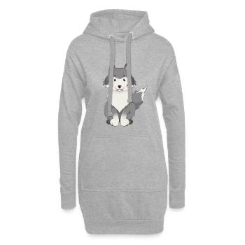 Loup - Sweat-shirt à capuche long Femme - gris chiné - Devant