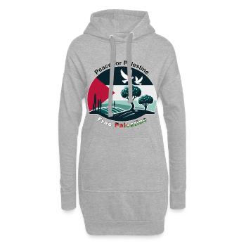 Frieden für Palästina - Hoodie-Kleid - Grau meliert - Vorne