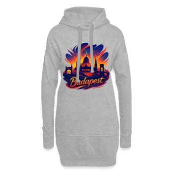 Budapest Capitale Hongrie Silhouette Cadeau - Sweat-shirt à capuche long Femme - gris chiné - Devant