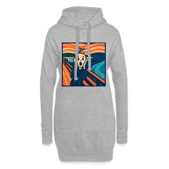 Der (fast) heitere Scream - Hoodie-Kleid - Grau meliert - Vorne