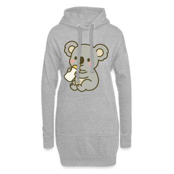Koala câlin avec biberon - Sweat-shirt à capuche long Femme - gris chiné - Devant