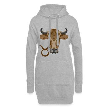 Sternzeichen Stier - Hoodie-Kleid - Grau meliert - Vorne