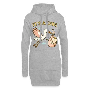 Sweet Baby Girl - Storch bringt Baby – It's a Girl - Sweat-shirt à capuche long Femme - gris chiné - Devant