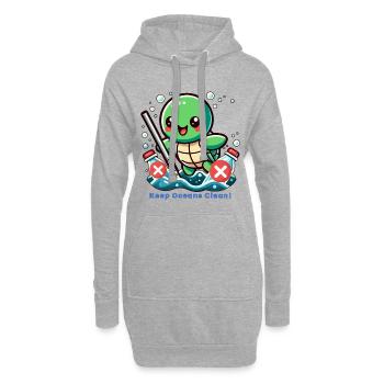 Garder les océans propres - Sweat-shirt à capuche long Femme - gris chiné - Devant