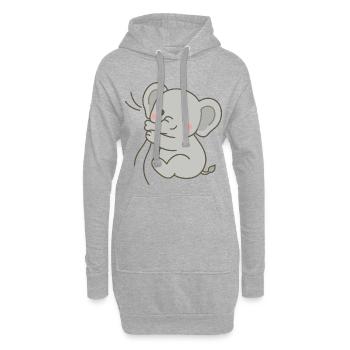 Veau éléphanteau câlin - Sweat-shirt à capuche long Femme - gris chiné - Devant