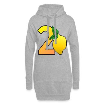 Zahl Zwanzig - Zitrone - 20 - Hoodie-Kleid - Grau meliert - Vorne