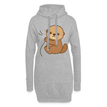 Eingekuschelt Seeotter - Hoodie-Kleid - Grau meliert - Vorne