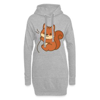 Kuschel-Eichhörnchen - Hoodie-Kleid - Grau meliert - Vorne