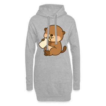 Seeotter-Schlürfspaß - Hoodie-Kleid - Grau meliert - Vorne