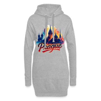 Prag Hauptstadt Tschechien Silhouette Geschenk - Hoodie-Kleid - Grau meliert - Vorne