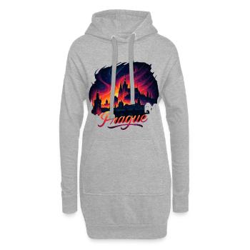 Prag Hauptstadt Tschechien Silhouette Geschenk - Hoodie-Kleid - Grau meliert - Vorne
