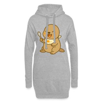 Bébé lion de mer – Drôle d’ami de la mer - Sweat-shirt à capuche long Femme - gris chiné - Devant
