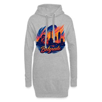 Belgrade Capitale Serbie Silhouette Cadeau - Sweat-shirt à capuche long Femme - gris chiné - Devant