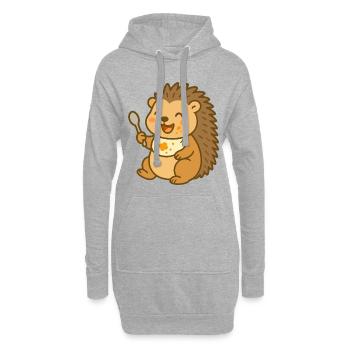 Bébé hérisson nourrissant la bouillie - Sweat-shirt à capuche long Femme - gris chiné - Devant