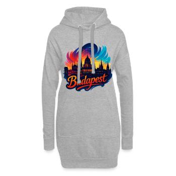 Budapest Capitale Hongrie Silhouette Cadeau - Sweat-shirt à capuche long Femme - gris chiné - Devant