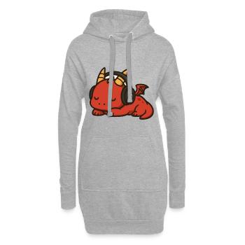 Dessin animé mignon dragon rouge dormant avec des écouteurs - Sweat-shirt à capuche long Femme - gris chiné - Devant