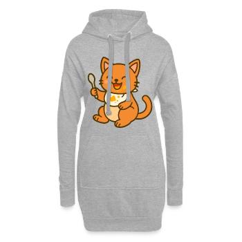 Chaton mignon – Baby Cat Fun - Sweat-shirt à capuche long Femme - gris chiné - Devant