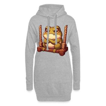 Mürrischer Frosch Kröte Schaukeln Genervt Angry - Hoodie-Kleid - Grau meliert - Vorne