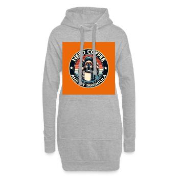 Brauche nur Kaffee und meine Spinne Tarantel - Hoodie-Kleid - Grau meliert - Vorne