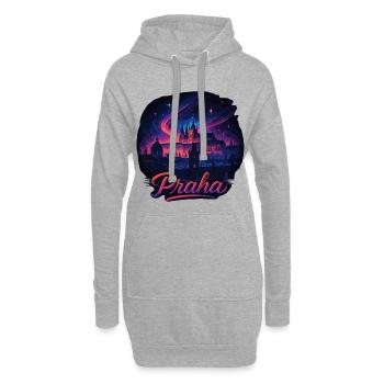 Prag Praha Stadt Tschechien Silhouette Geschenk - Hoodie-Kleid - Grau meliert - Vorne