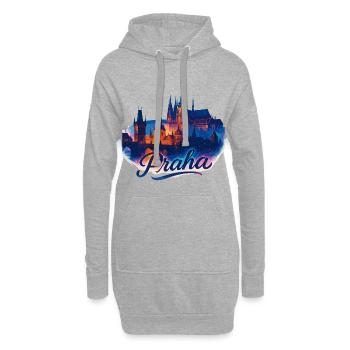 Prag Praha Stadt Tschechien Silhouette Geschenk - Hoodie-Kleid - Grau meliert - Vorne