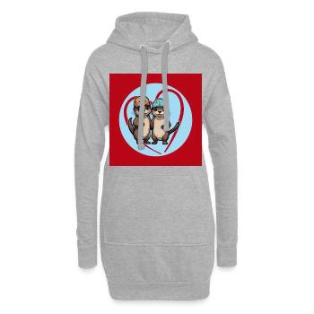 Deux loutres avec des casquettes de baseball, des copains et des amis - Sweat-shirt à capuche long Femme - gris chiné - Devant
