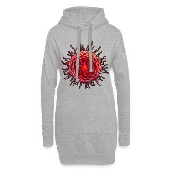 Cercle de fleurs néon rouges - Sweat-shirt à capuche long Femme - gris chiné - Devant