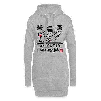 Illustration élégante de nuit du vin et du fromage - Sweat-shirt à capuche long Femme - gris chiné - Devant