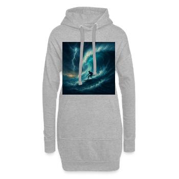 Storm Surfer - Surfen auf riesiger Welle - Hoodie-Kleid - Grau meliert - Vorne