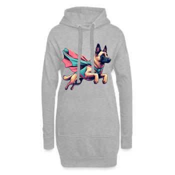 Super chien Berger Belge Cape Cadeau - Sweat-shirt à capuche long Femme - gris chiné - Devant