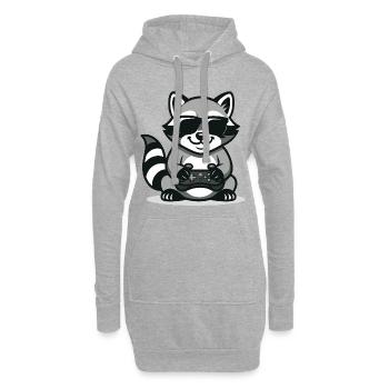 Raton laveur joueur - Sweat-shirt à capuche long Femme - gris chiné - Devant