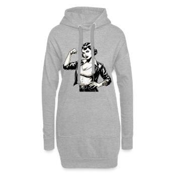 Femme Cool Forte Rockabilly Veste En Cuir Cadeau - Sweat-shirt à capuche long Femme - gris chiné - Devant