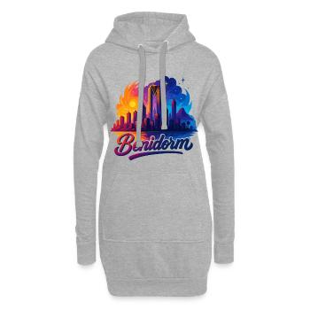 Cadeau Silhouette de la ville de Benidorm en Espagne - Sweat-shirt à capuche long Femme - gris chiné - Devant