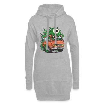 Monstre vert dans un fourgon rétro - Sweat-shirt à capuche long Femme - gris chiné - Devant